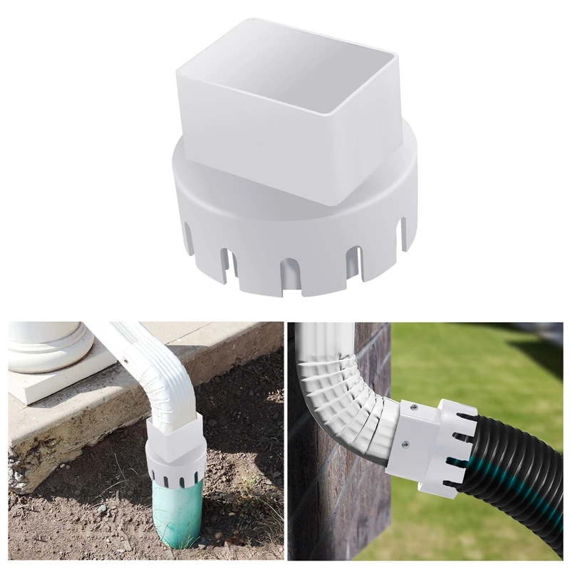 2 Piece Downspout Adaptor To Drain Pipe Roof Rain Gutter Downspout Extensions Universal Downspout Extender White