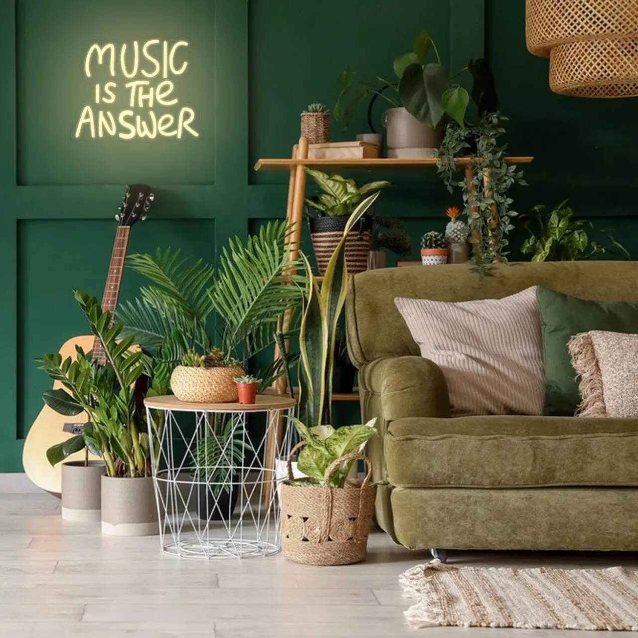 Music Is the Answer Neon Sign Letter Led Wall Light for Studio Concert Bar Bedroom Live Music Style Home Decor