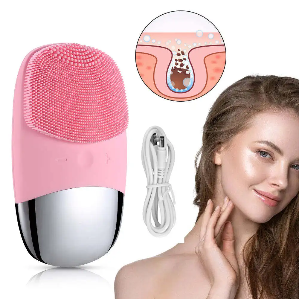 Instrument de beauté électrique de brosse de massage de nettoyant en profondeur du visage en Silicone souple