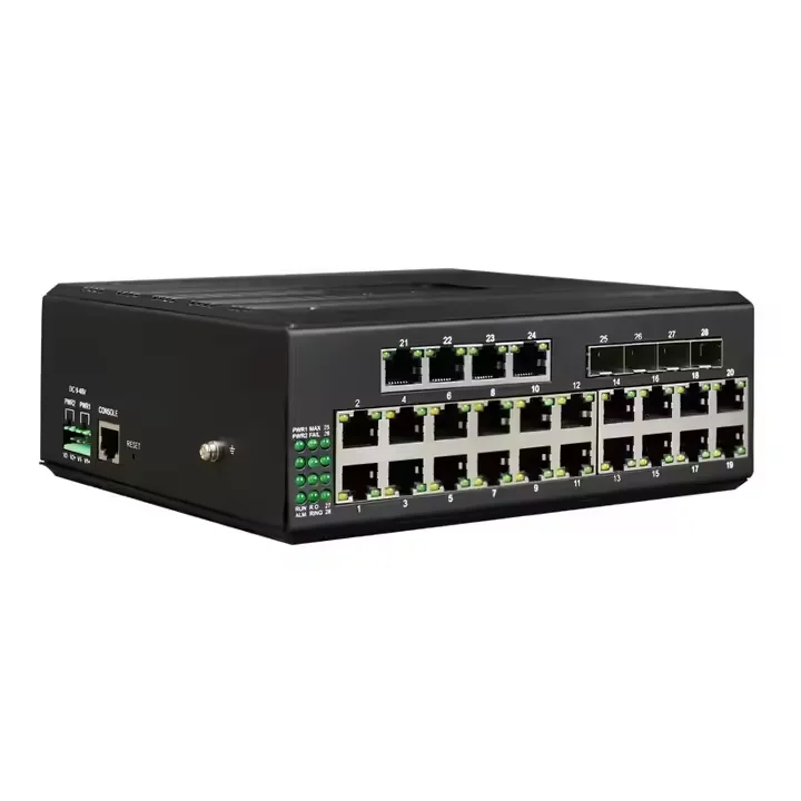

Промышленный управляемый 24-портовый гигабитный промышленный Ethernet-коммутатор на DIN-рейке с 4 SFP