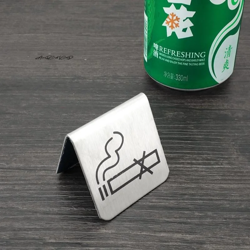 Stainless Steel No Smoking Sign Table Tent for Hotels Restaurants Clubs Offices Hospitals - Non-Smoking Stand