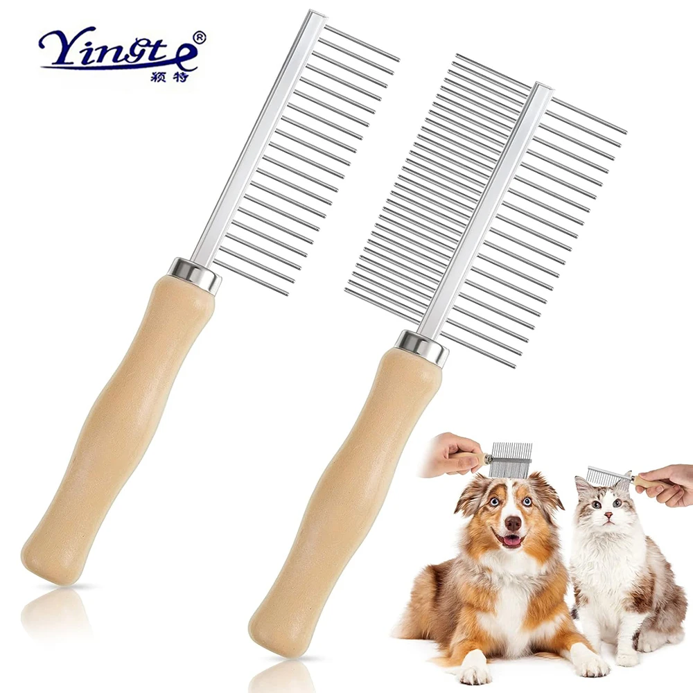 

Grooming For Pets Solid Wood Cat Combs Pet Massage Metal Flea Brush Used Remove Cat/Dog Tangles Pets Tangled And loose Hair Tool