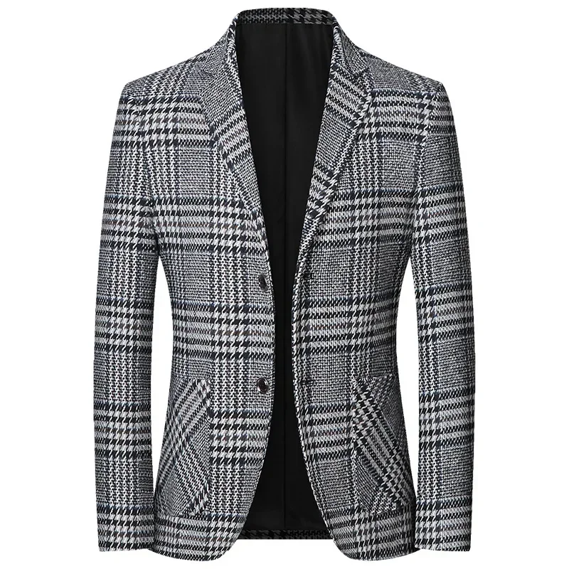 Mężczyźni Plaid Business Casual Blazers Jackets New Spring Autumn Suits Coats Wysokiej jakości męskie marynarki Slim Fit Blazers Jackets Coats Rozmiar 4X