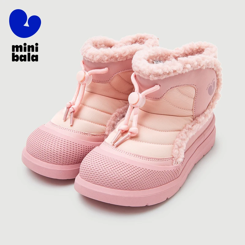 

Мини-детские зимние ботинки Balabala, зимняя обувь с плюшевой подкладкой, противоскользящая резиновая подошва, легко чистящаяся обувь