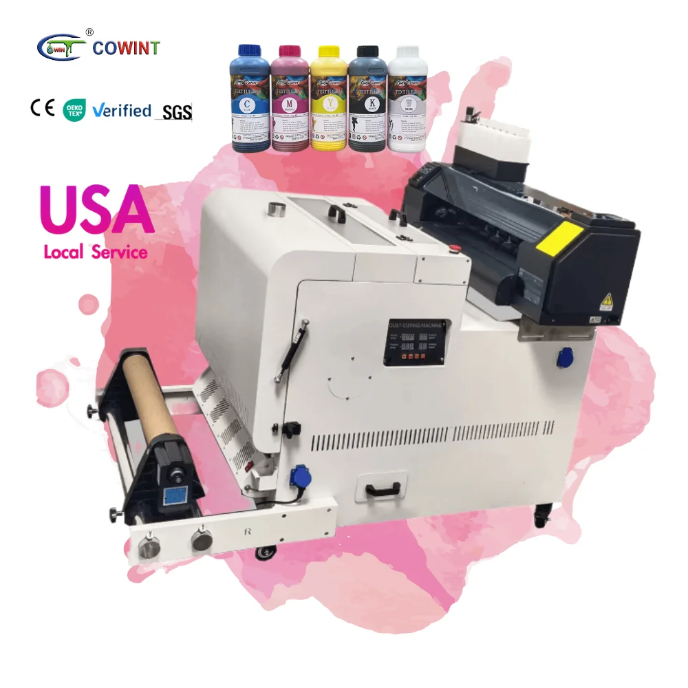 Impressora jato de tinta Cowint A3 com cabeça de impressão XP600 30cm DTF Digital Roupas Transferência de calor Máquina de impressão de camisetas Nova condição