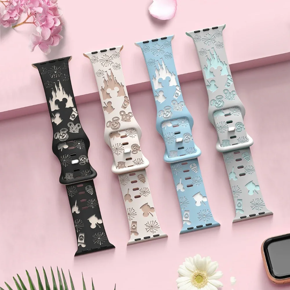 Womens Silicone Strap For Apple Watch Series 6 5 4 Se 42mm 44 38mm 40mm Cute Band For iWatch 7 8 9 41mm 45mm 49mm Girls Bracelet