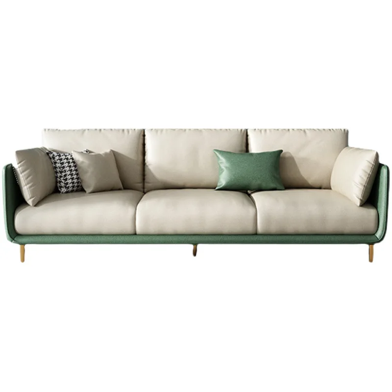 

Simple sofa living room small apartment technology cloth double straight row three simple fabric sofa