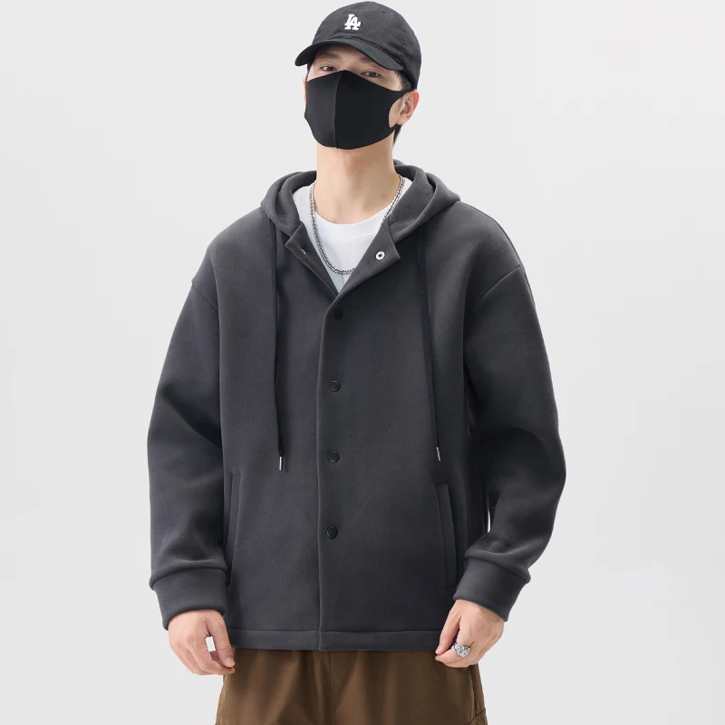 

Мужская утепленная толстовка-кардиган Ro Velvet с капюшоном, осенне-зимняя, повседневная, молодежная, модная, из полиэстера