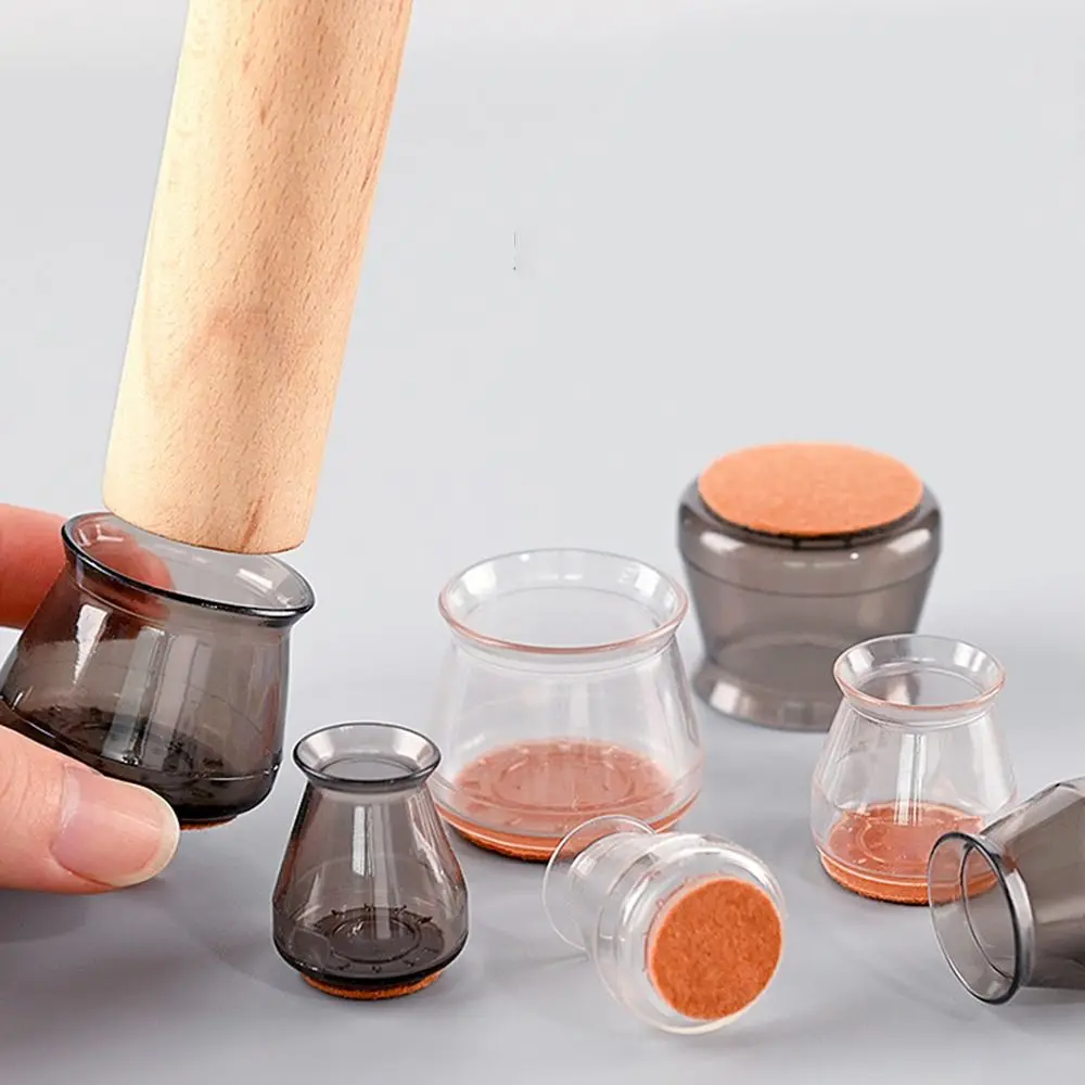 8 pcs Penutup Kaki Kursi Silikon Transparan Bulat, Bantalan Kaki Kursi Karet Anti Selip dengan Alas Kaki Kursi dari Kain Felt