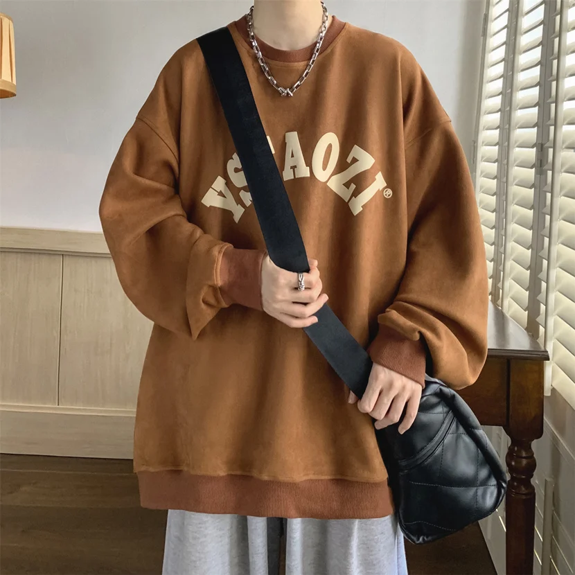 

Мужской свитшот в стиле ретро, американский стиль, весна-осень, свободный крой, с круглым вырезом, с принтом, плотная ткань, повседневная мода