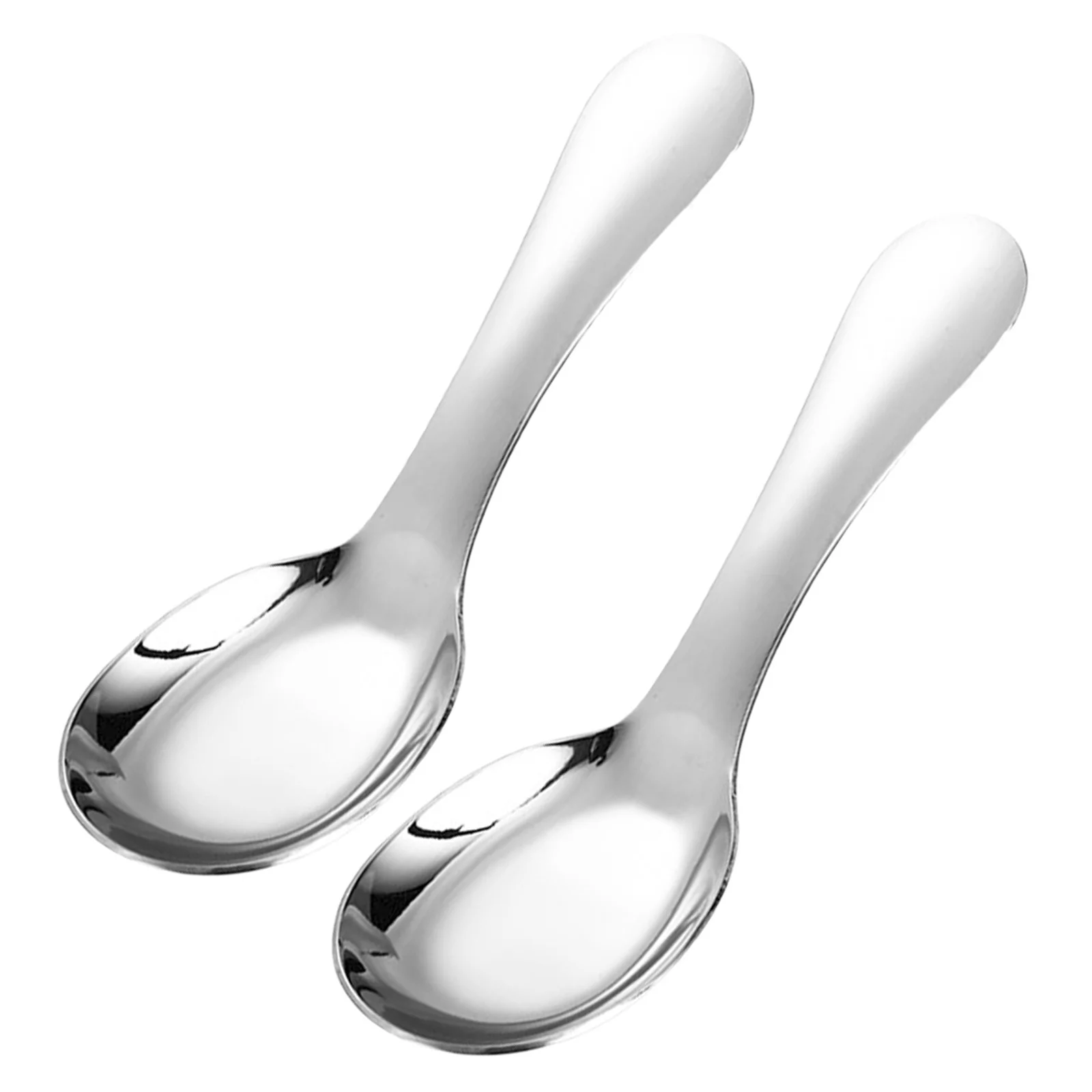 

2Pcs Kids Stainless Steel Spoons Children Dinner Dessert Spoons Comfortable Handle for Home Restaurant Catering Use
