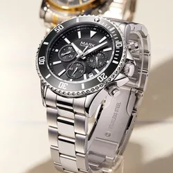 FAIRWHALE 5770 Stainless Steel Men's Watch Fashion Business Multi Functional Chronograph Waterproof Quartz Watches For Men Reloj