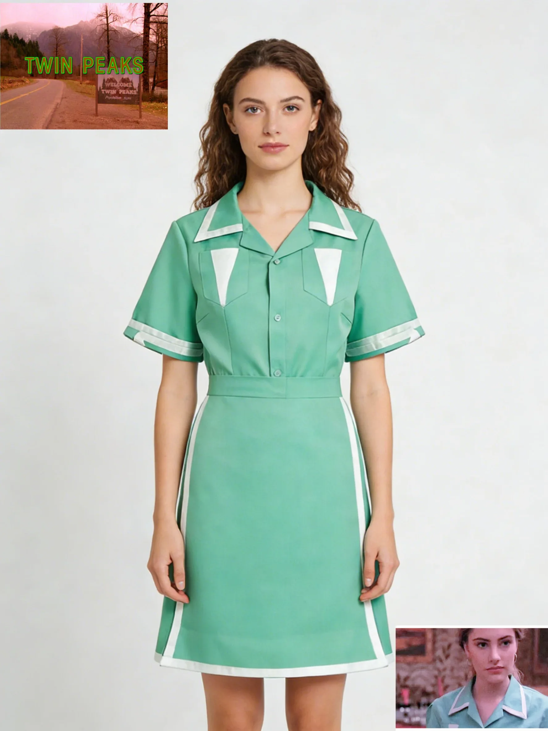 

Twin Peaks Waitress Cosplay Dress Cosplay Costume Maid Dress Waitress Role-playing Dress Halloween Costume Horror Nurse Clothes
