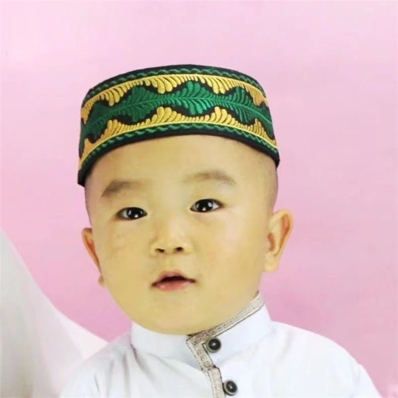 Gorro bordado para niños musulmanes, gorro de oración Kufi islámico, Hijab islámico plano, turbante de Arabia Saudita, diademas