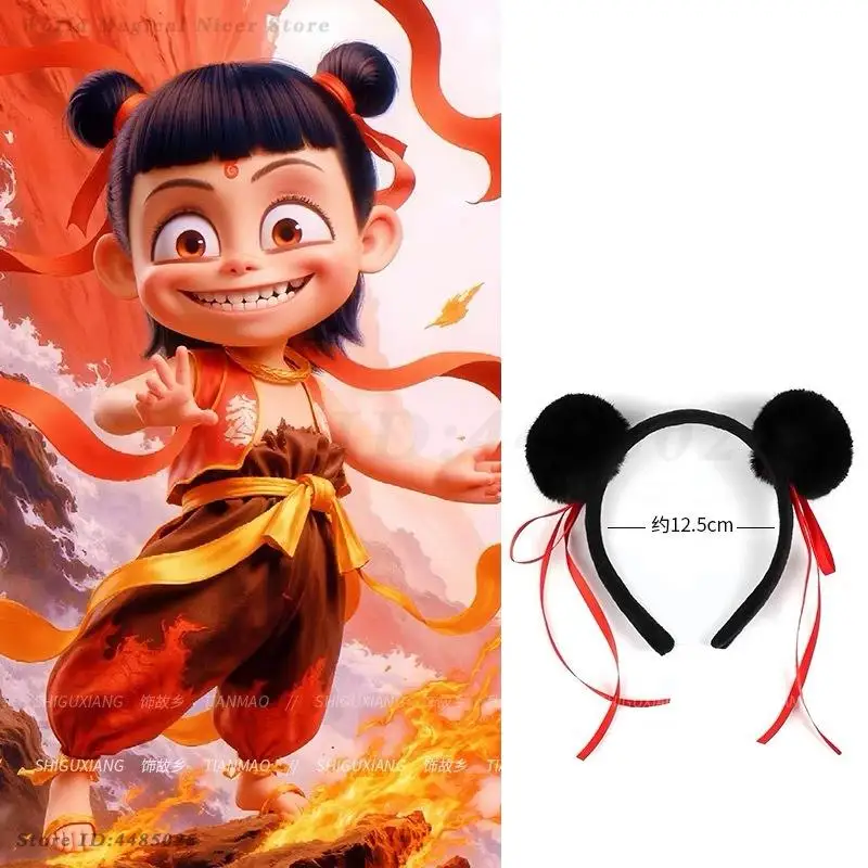 Movie Nezha Cosplay Headwear Chinese Anime Ne Zha Hair Hoop Kids Headband Hair Accessories Children's Daily Sweet Cute Headband