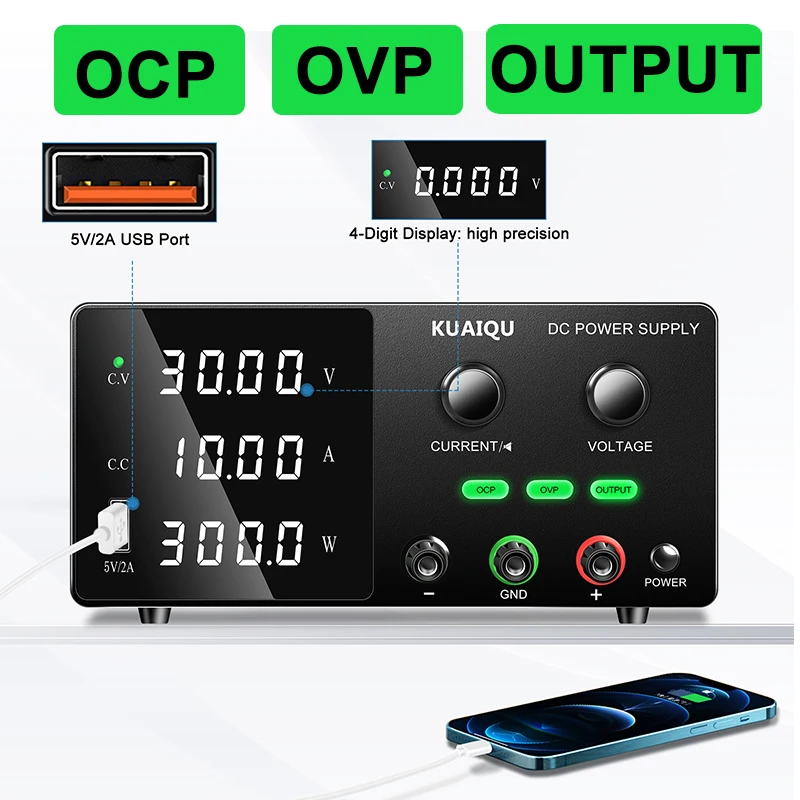 

Bench Lab DC Power Supply 30V 10A 60V 5A 160V Unit Voltage Regulator OCP OVP Power Banks OUTPUT Switch Encoder Knob Power Supply