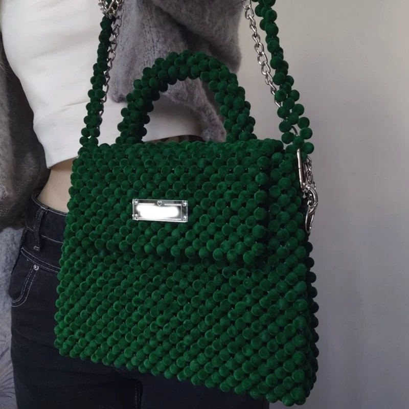 

Large Capacity Versatile Casual Chain Crossbody Bags Fashion Autumn Winter Women's Bag Bead Design Production Handbag Wholesale