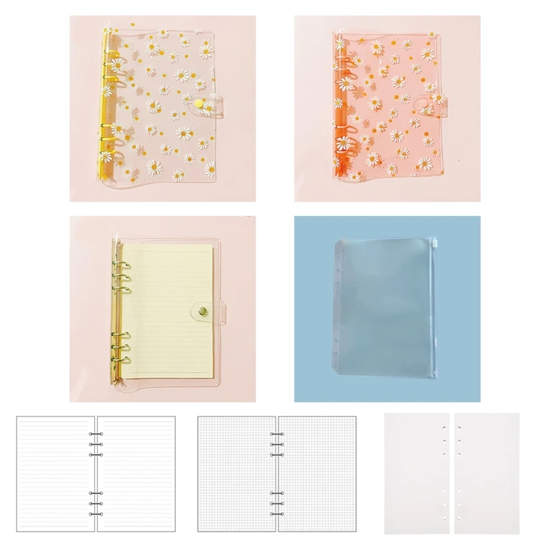 Daisys A 5 Binder 6-ring Clear Binder Cover Button Clamp A 5 Planner Binder Loose-leaf Notebook Binder