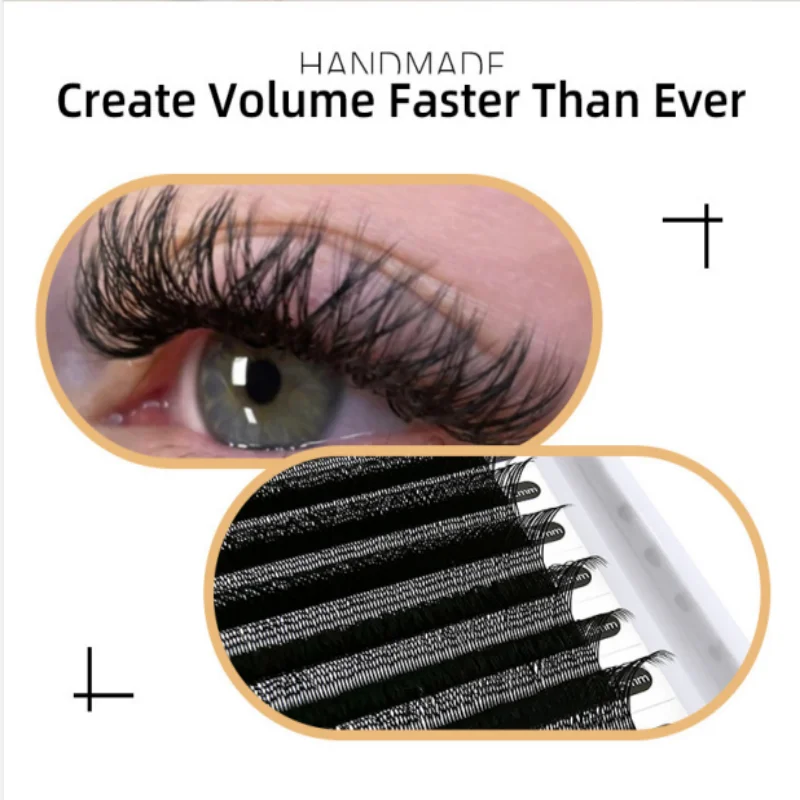 LOVE LASHES 3D W Shape Lashes Premade Volume Fans 0.07 C/D Curl Eyelash Extension Natural Soft Light Makeup Supplies