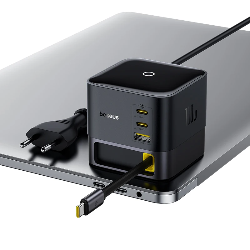Baseus 100W Desktop Charger For Tablet Laptop Fast Charger Retractable USB C Phone Charger For iPhon