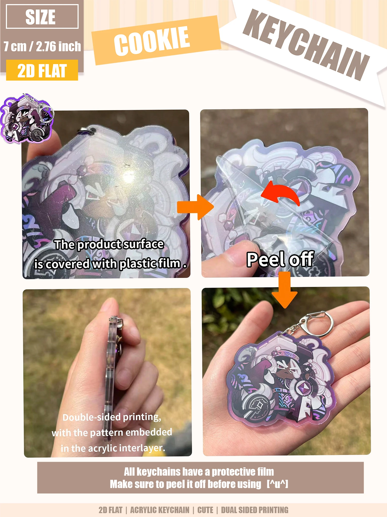 クッキーマンのキーチェーン、クッキーラン、2Dアクリルキーチ - Anime Merchandise For Men のレビューと価格