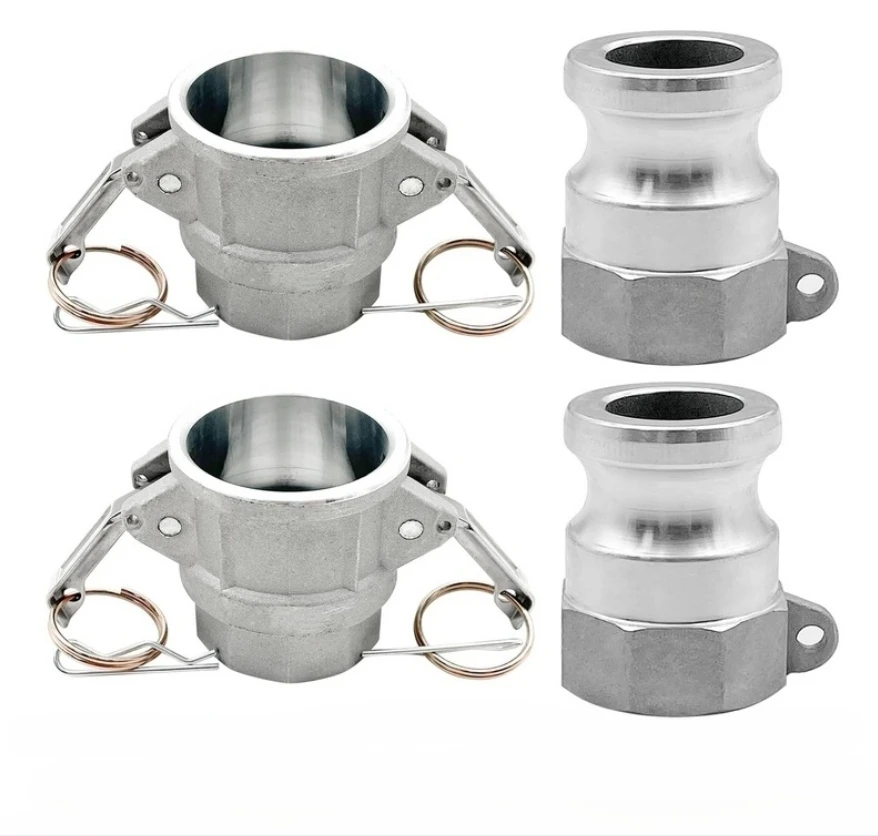 2Set Aluminum Cam Lock Fittings Part A + Part D Cam Groove Hose Fitting Camlock Fittings 1/2'' 3/4'' 1''  Thread Adapter