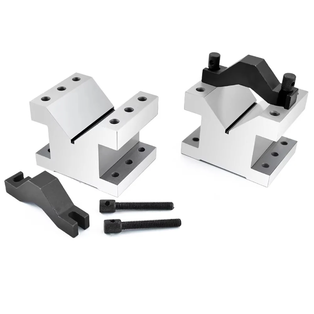 2PCS 90° V-Blocks Precision V-Type Fixture Cast Steel Clamp Tool 35x35x30mm For Shaft Measuring, Alignment & Inspection