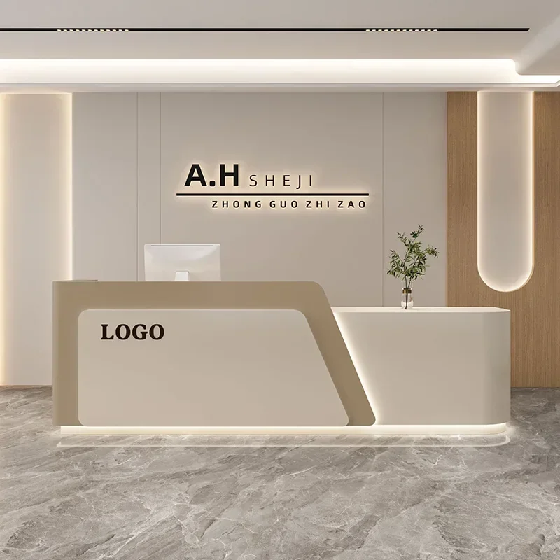 

new Luxury Reception Desk Senior Glamour Simple Bar Counter Unique Classic Modern Salon Mostrador Negocio Commercial Furniture