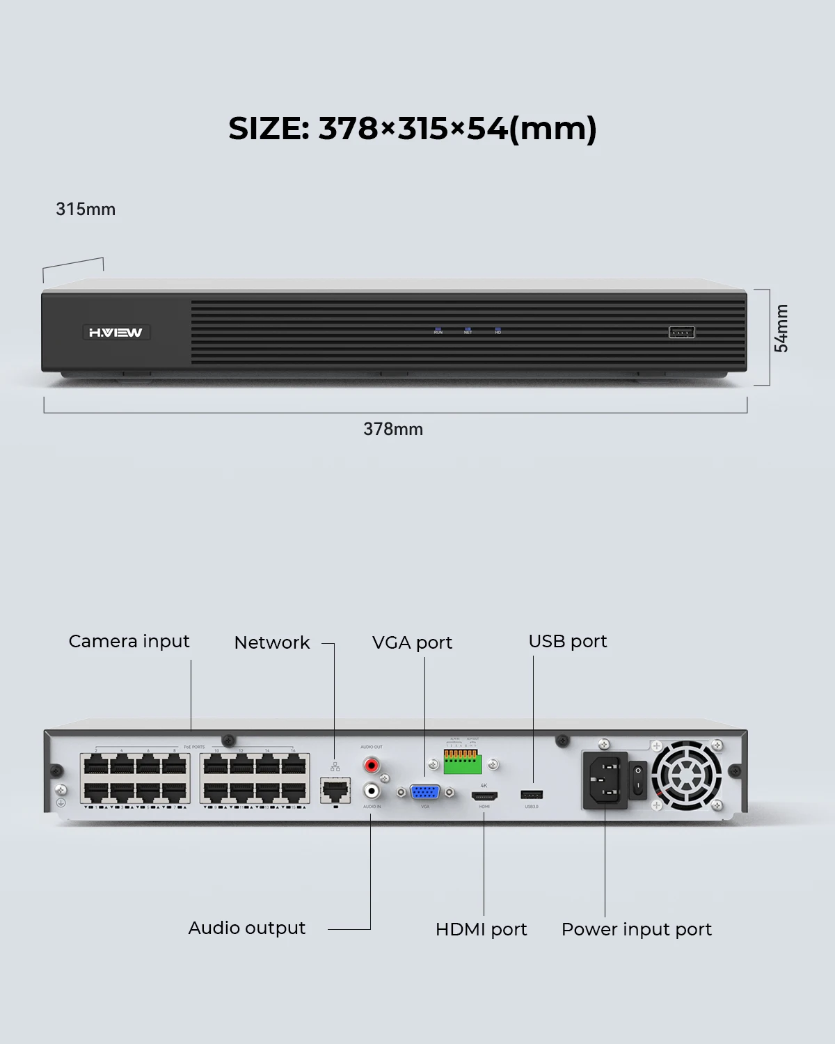 H.View Network Video Recorder 16ch 4K/8MP/6MP/5M/4MP/3MP H.265 Poe Nvr Cctv Surveillance Security System for IP Camera Onvif