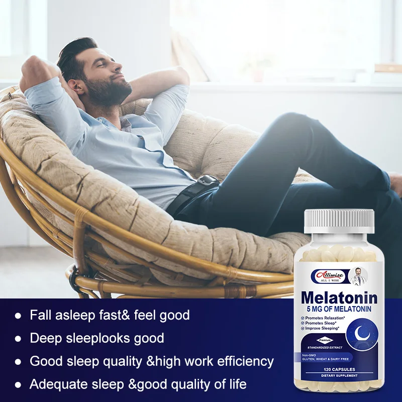 Alliwise Melatonin Capsules - Relieve Insomnia Thin Belly Weight Loss Supplement Melatonin Healthy Sleep Free Shipping