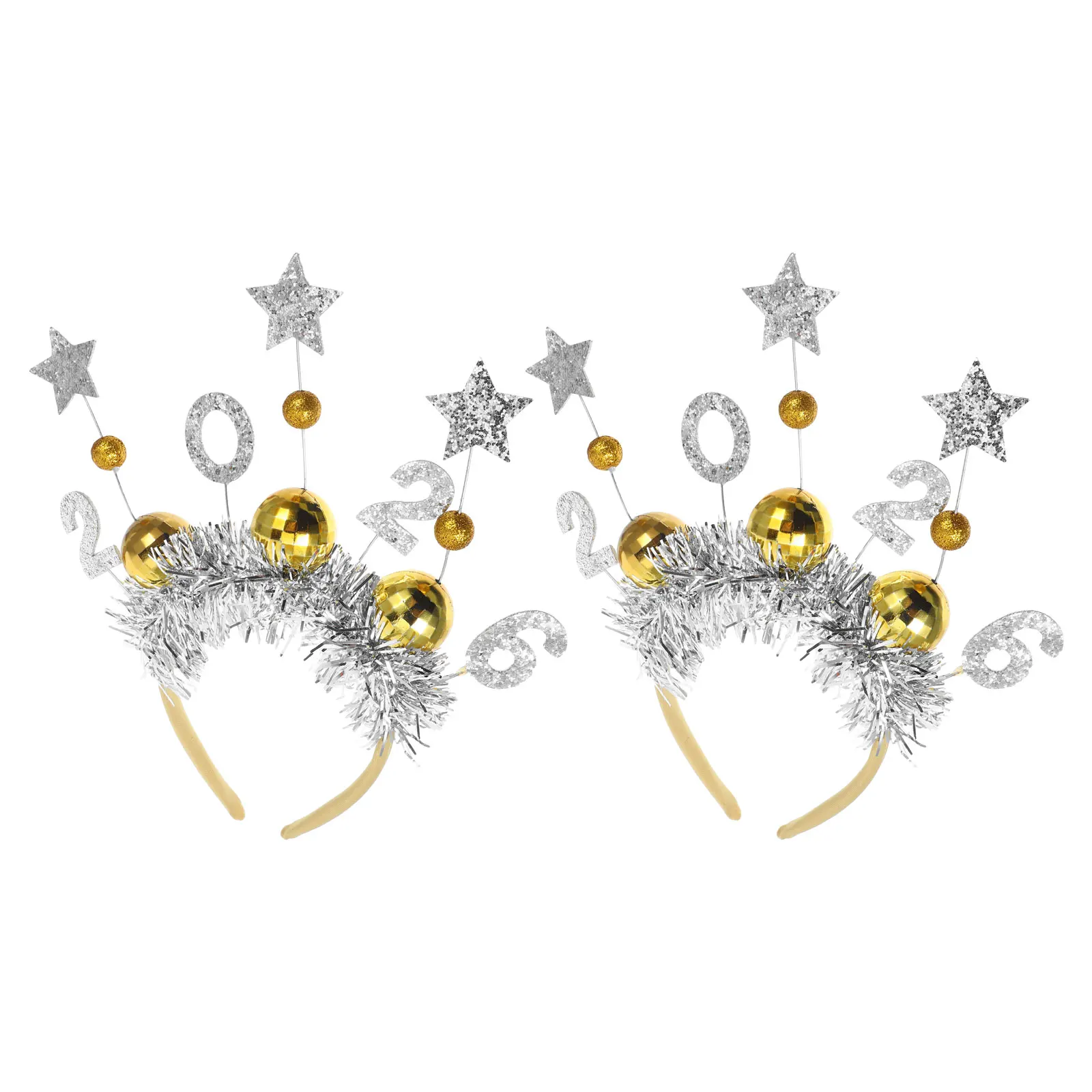 

2Pcs New Years Eve Party Headbands Retro Disco Ball Design Lightweight Comfortable New Year Hair Accessories for Women