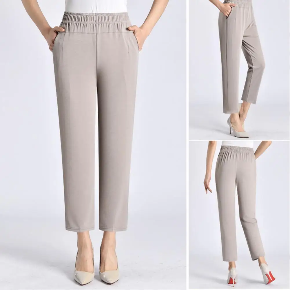 

Women Trousers Stylish Women's High Waist Elastic Pants with Reinforced Pockets for Streetwear Summer Comfort for Ladies