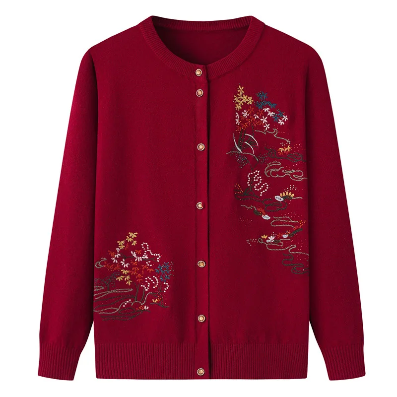 خريف شتاء جديد إمرأة التطريز زهرة سترة موضة واحدة الصدر سترة الإناث سترة مرونة الترفيه بلوزة القمم #2