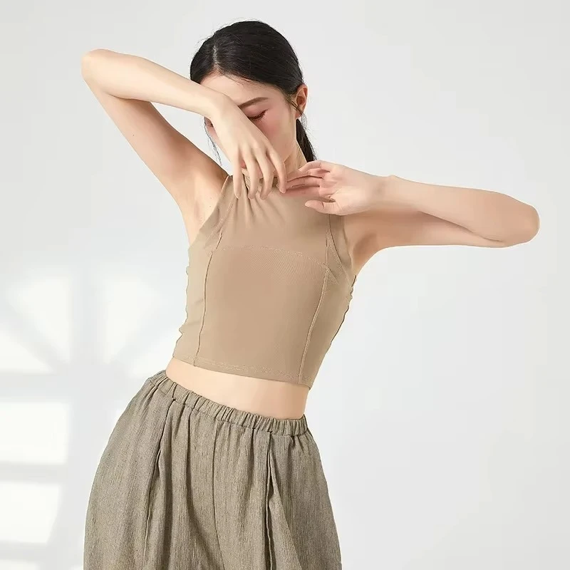 Dance sleeveless neck vest modern ballet slim temperament practice clothes wear classical dance