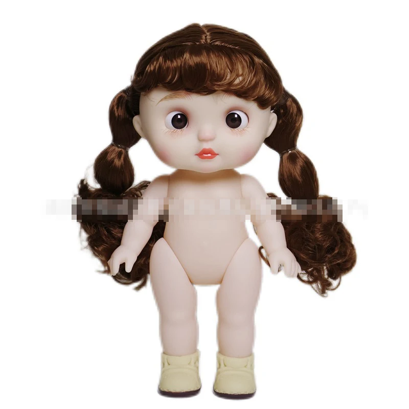 Cute 26cm BJD Doll Vinyl Body 3D Simulation Purple Eyes Nude Doll Girl Play House DIY Dress Up Accessories Birthday Gift Toys