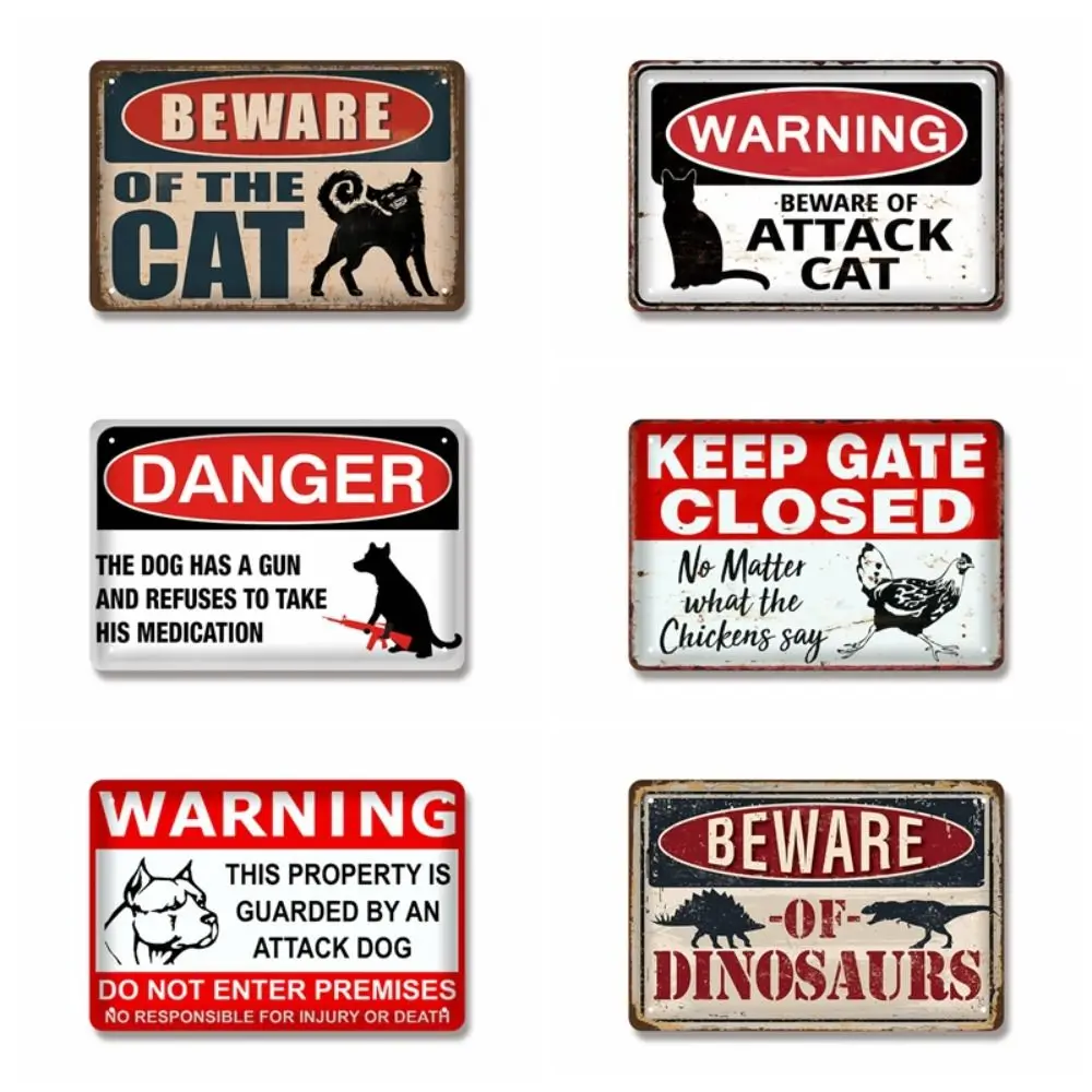 Tinplate Vintage Tinplate Painting Various Styles Varnish Printing Animal Warning Sign Smooth Surface Resistant To Peeling Paint