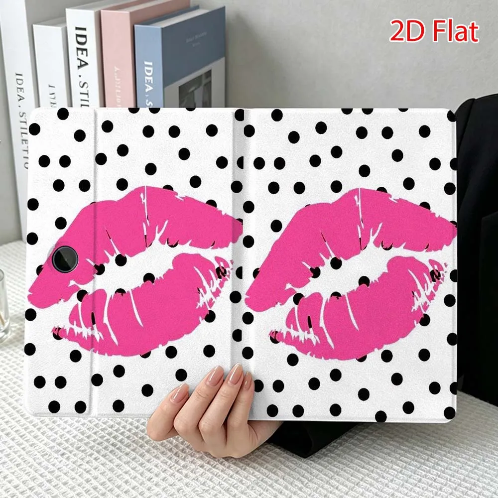 Polka Dot lip pattern For OPPO VIVO IQOO OnePlus Realme Pad 3 Pro 13 12.1 11.4 11 inch Pen Tray Tablet Case Soft