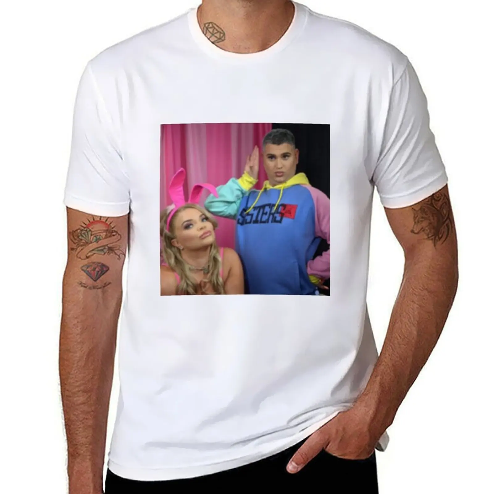 

Trisha paytas and Ethan klein T-Shirt man t shirt graphic anime tshirt t shirts for man pack cotton T-Shirt