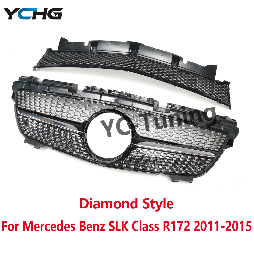 R172 Sport Diamond / GT Style Front Radiator Grid Bumper Hood Grille For Mercedes Benz SLK R172 SLK200 SLK250 SLK350 2011-2015