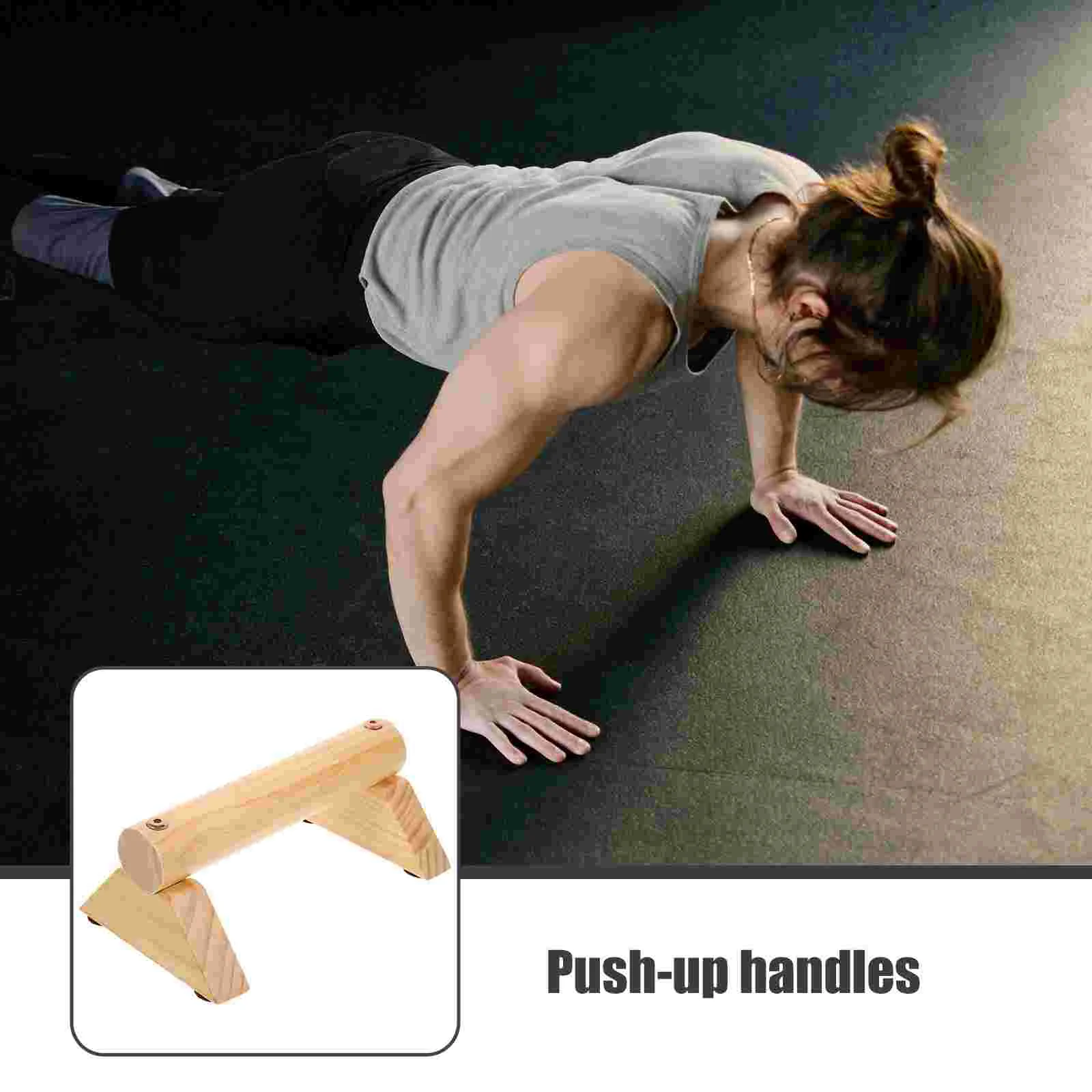 Gym Equipment Wooden Push-up Bar Fitness Accessory Bars for Press- Exercise Handle Handles