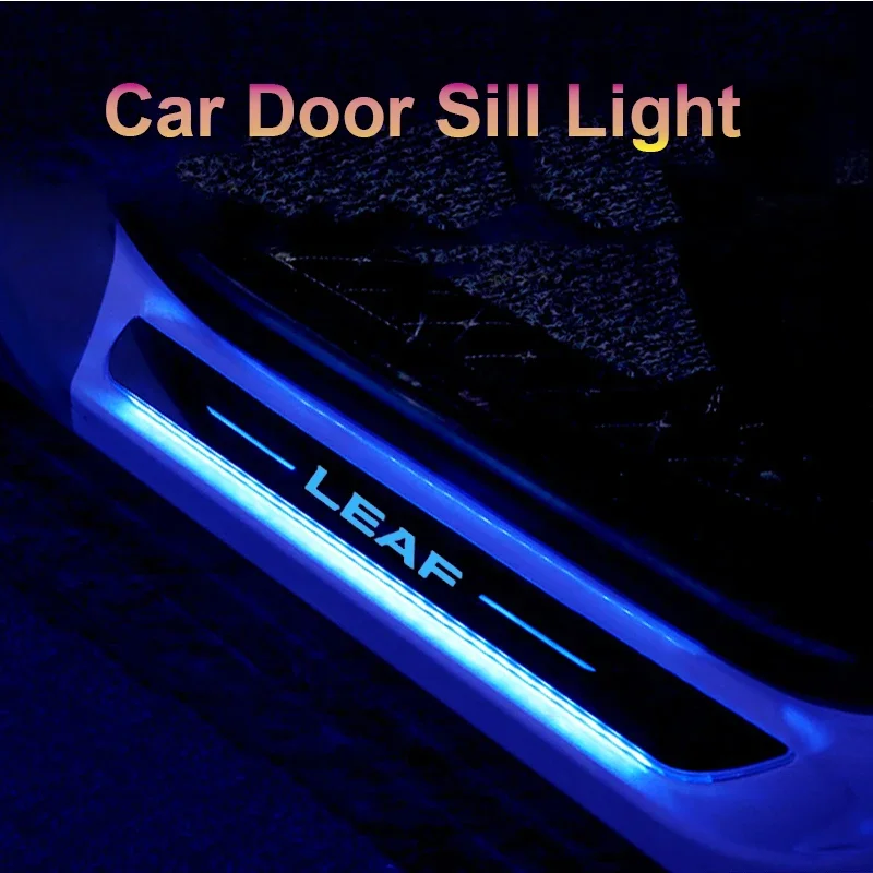 USB Power Moving Car LED Welcome Pedal for Nissan Leaf Acrylic Pathway Front Rear Threshold Light Decorative Strip Accessories