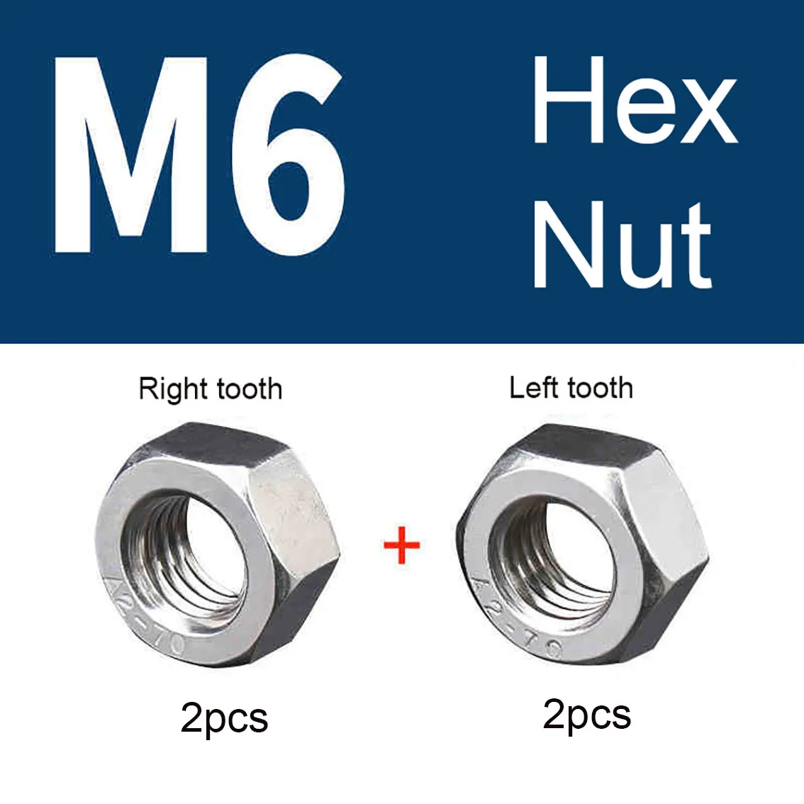 

M4~M16 Left and Right Hand Thread Hex Nut Set 304 A2 Stainless Steel Positive and Reverse Thread Hexagon Nuts Kit