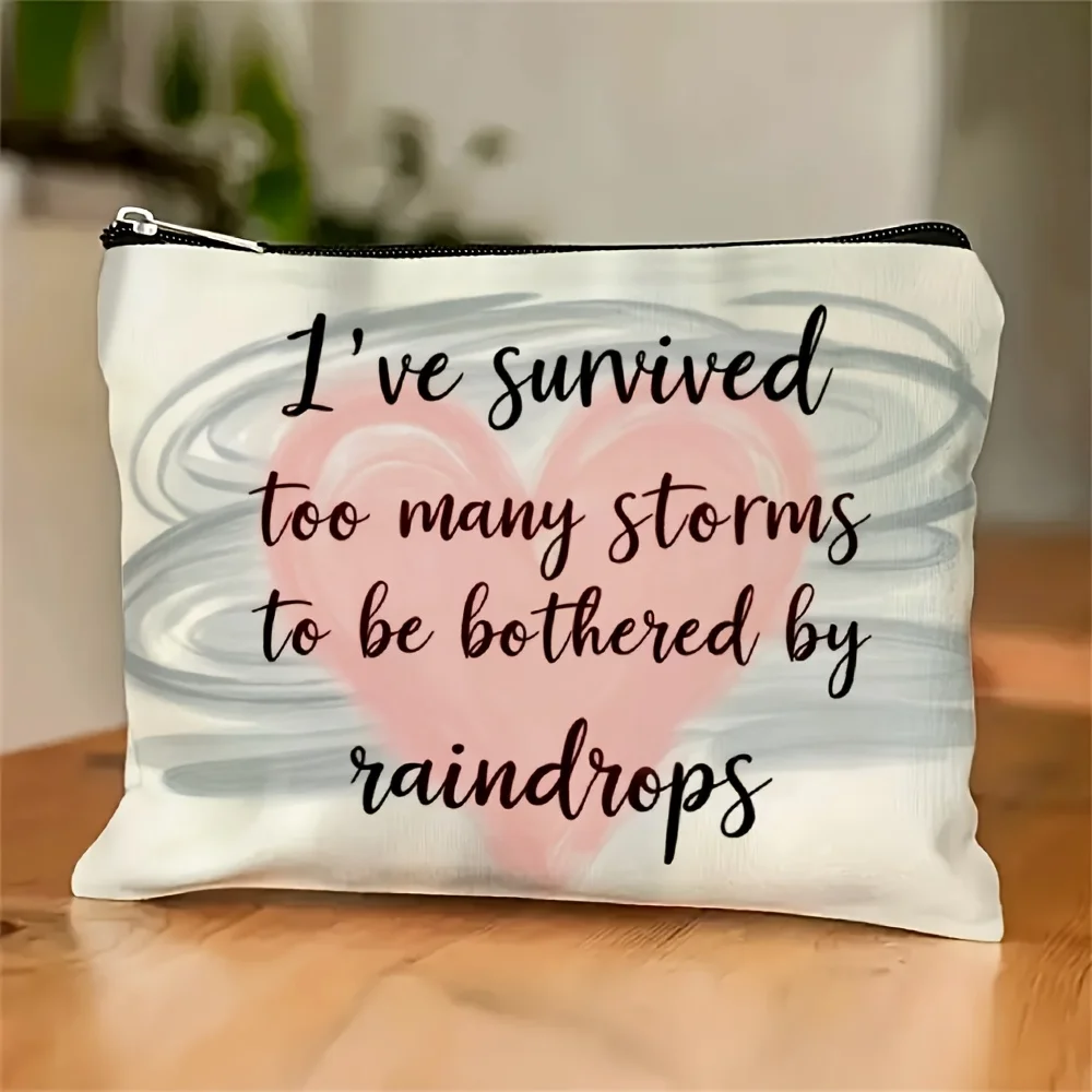 

AInspirational Quote 'I Have Experienced Too Many Storms' Makeup Bag- Multifunctional Zipper Pouch, Jewelry Storage Bag, Perfect