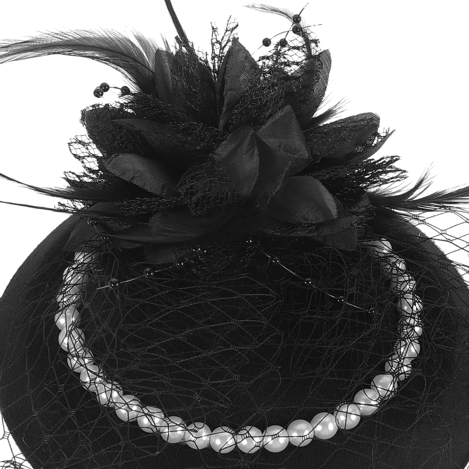 

1 set 1 Set Pearl Fascinator Hat Gloves Set For Women Tea Party Accessories 1920S Flapper Jewelry Wedding Prom Headband Necklace