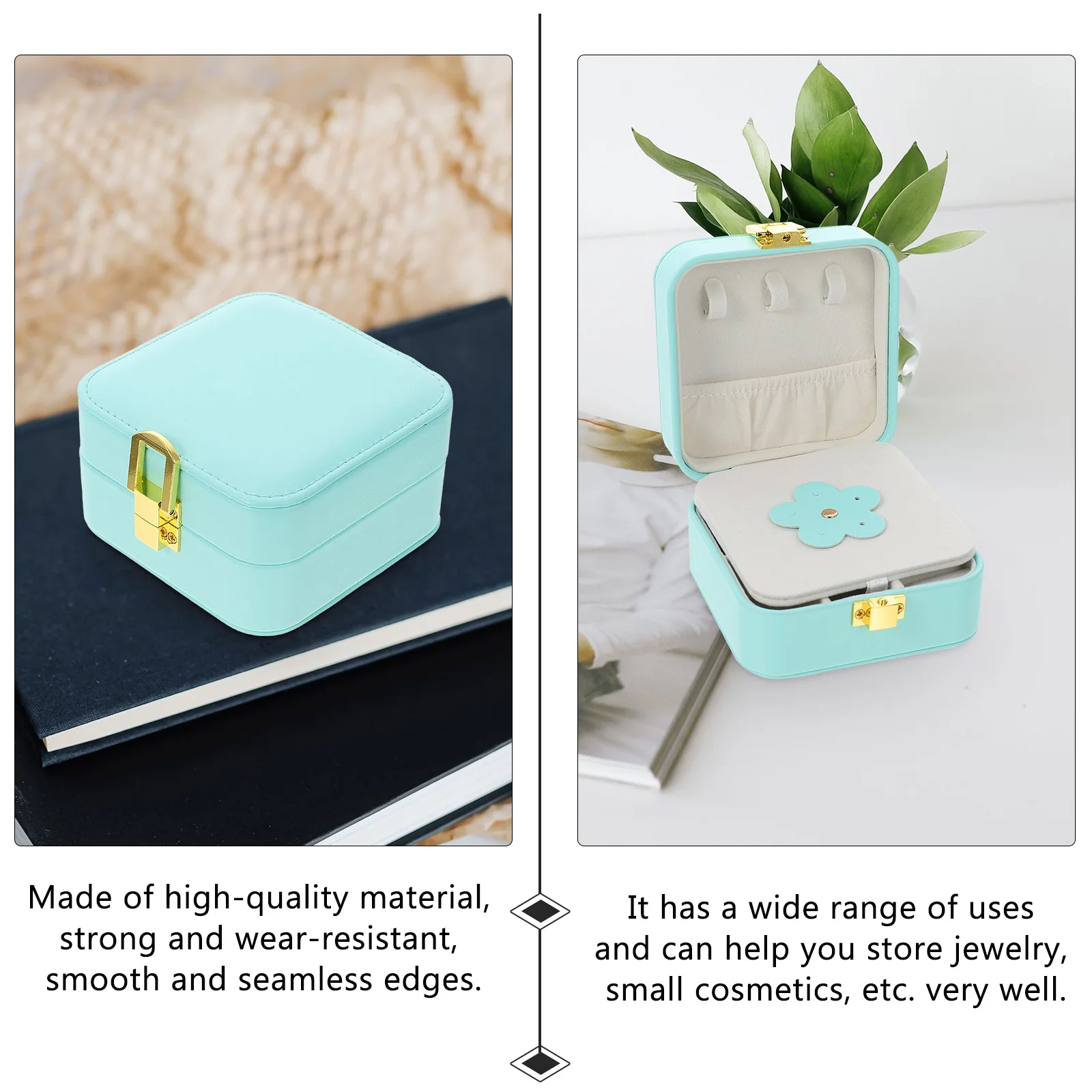 

Portable Jewelry Box PU Velvet Material Mirror Durable Storage Case for Necklace Earrings Travel Accessories Small Items Gift