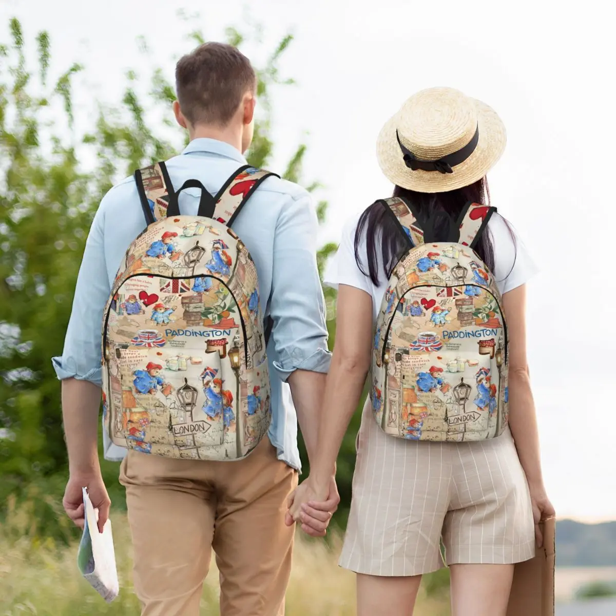 Mochila de oso marrón Paddington para hombre y mujer, morral de hombro para estudiantes, senderismo, viaje, película bonita, dibujos animados, regalo universitario