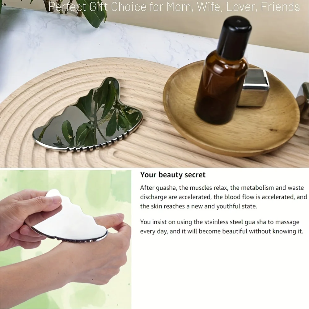 스테인리스 스틸 얼굴 마사지 괄사 도구 수동 마사지 스틱 턱선 조형 및 부기 감소 피부 관리 마사지기