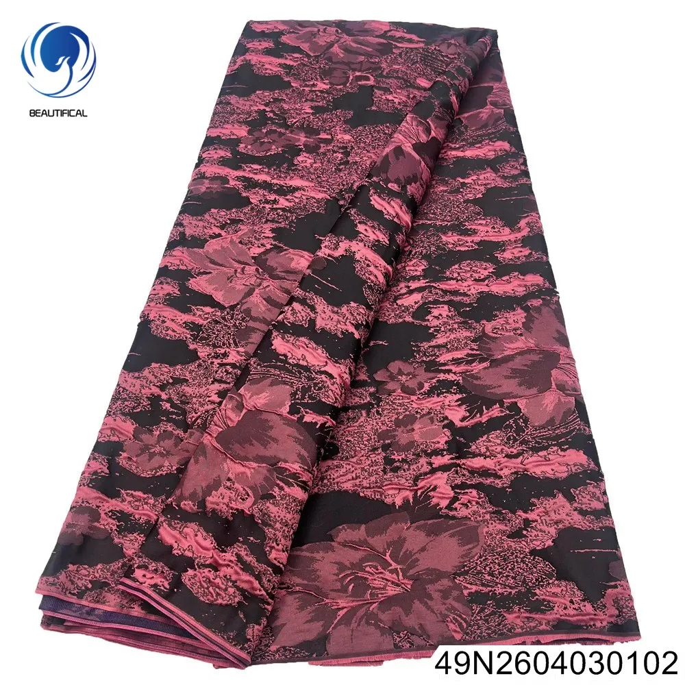 

Новая высококачественная жаккардовая ткань с узором в нигерийском африканском стиле, комфортная кружевная ткань для французских свадебных платьев 49N26040301