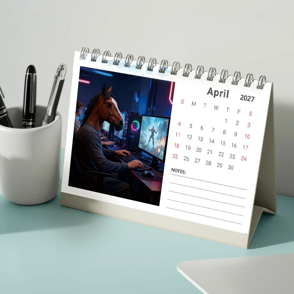 1 قطعة 2026-2027 تقويم سطح المكتب ، الحياة اليومية للحصان ، تقويم مكتبي قائم ، خطة شهرية لمدة 24 شهرًا ، هدية مثالية لعيد الميلاد ، عيد الميلاد