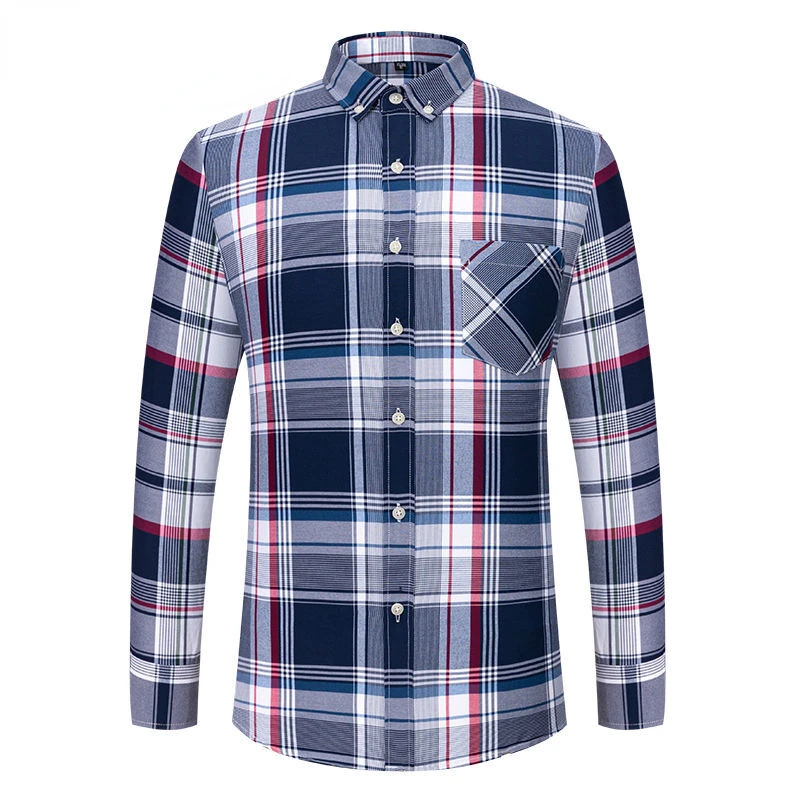 

2022 New Quality Fashion Male Plaid Shirts Man Business Youth Casual Long Sleeve Slim Blouse Tops Men Comfortable Clothes W451